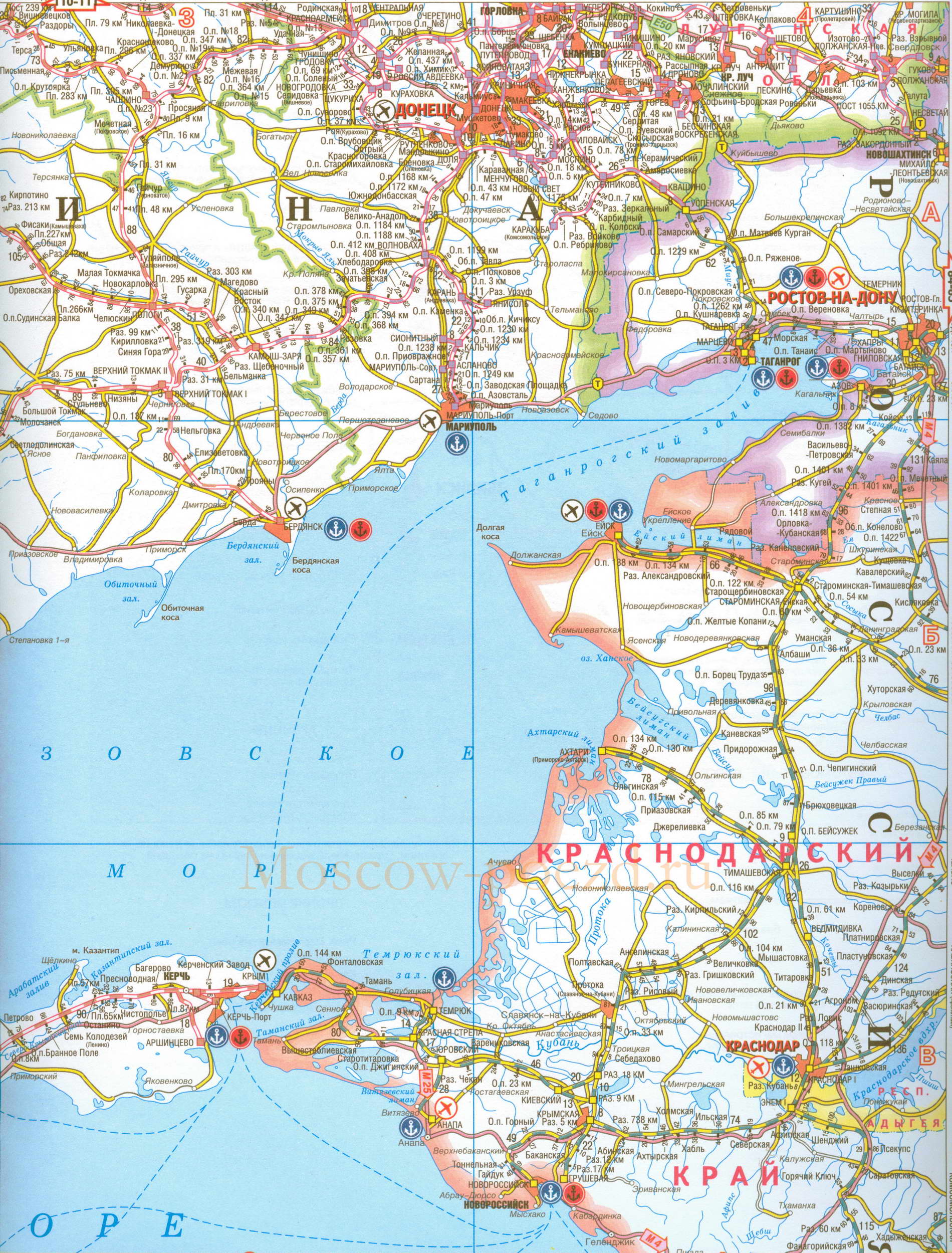 Карта левобережной Украины. Карта железных дорог и автодорог левобережной Украины, масштаб 1см:16км, B1 - 